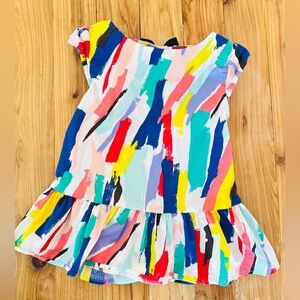 Kate Spade girls peplum abstract top with bowed keyhole back button